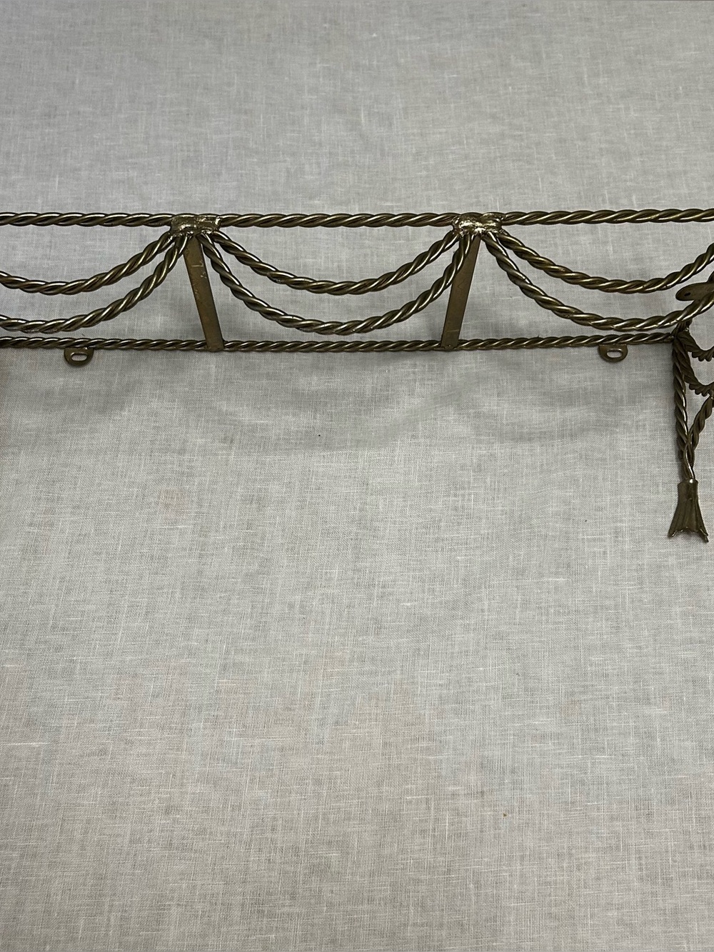 Vtg HOMCO Brass Metal Twisted Rope Wall Shelf Hollywood Regency No Glass